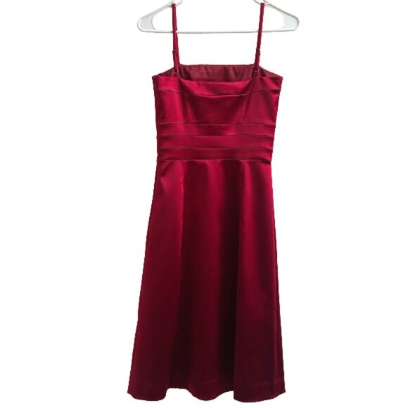 Theory Red Satin Cocktail Dress Spaghetti Strap Knee Length Dress Size 0 Elegant - Picture 7 of 13